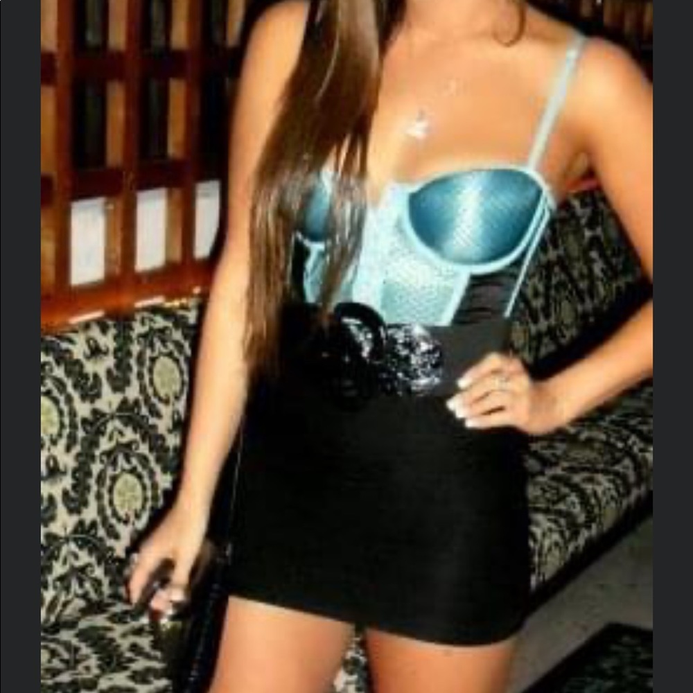 Baby blue & black Bustier / Corset Top